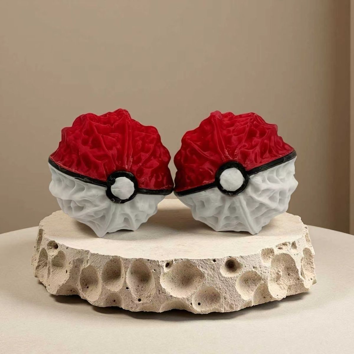Pokeball Cosplay Prop - Pokemon Pokeball 3D Ceviz Kırmızı Beyaz